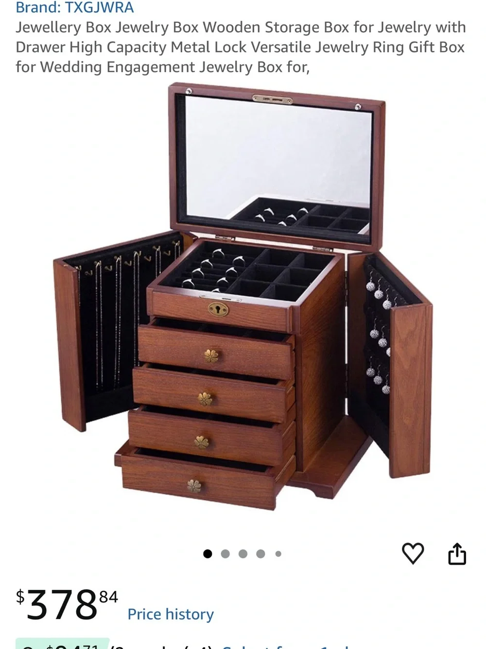 Wood Jewelry lock box